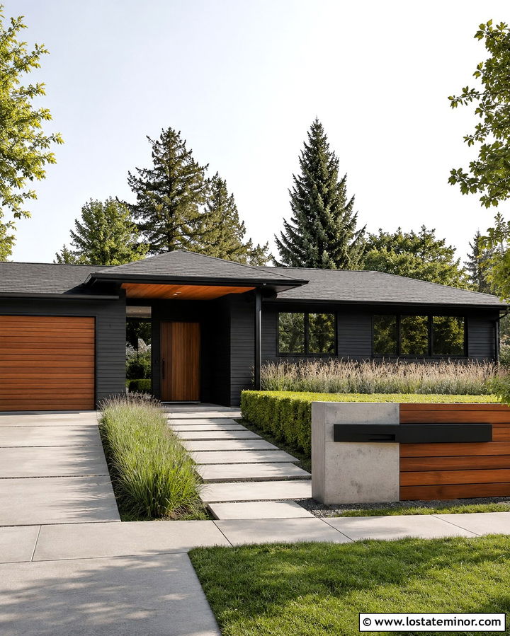 Soft Black House With Horizontal Mailbox - 30 Soft Black House Design With Mailbox Ideas