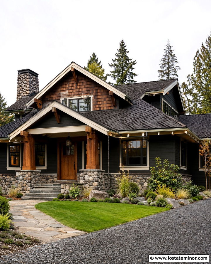 Soft Black House With Jerkinhead Roof - 30 Soft Black House Design With Roof Ideas