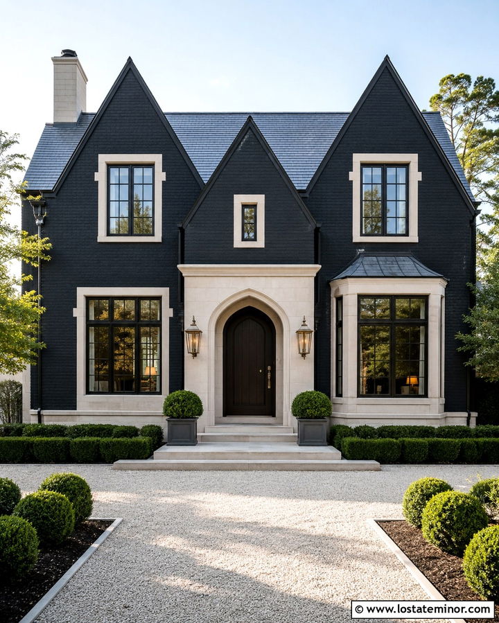 Soft Black House With Limestone Trim - 30 Soft Black House Design With Trim Ideas