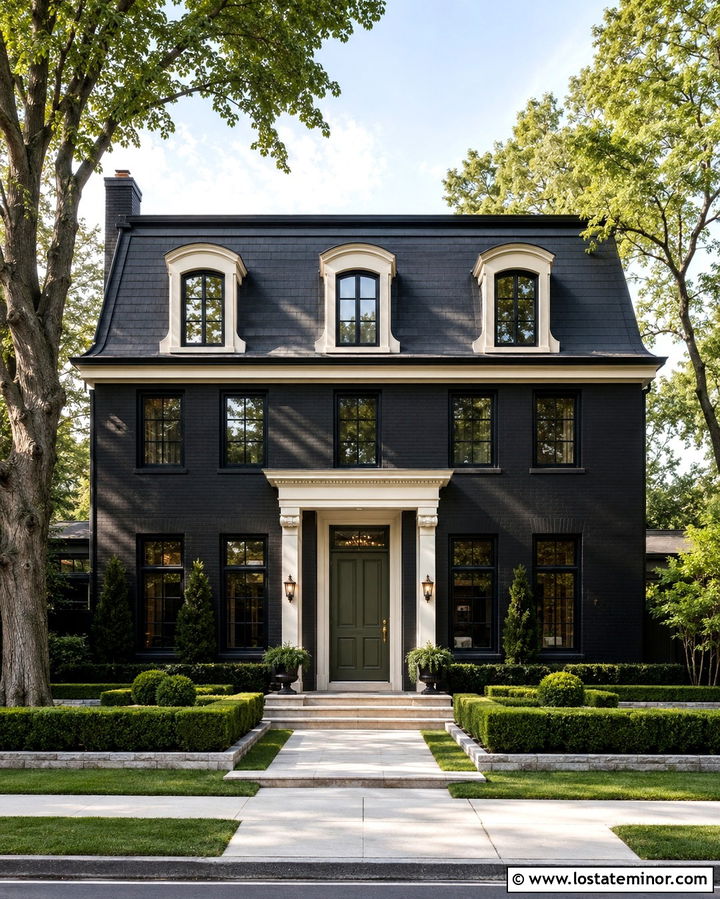 Soft Black House With Mansard Roof - 30 Soft Black House Design With Roof Ideas