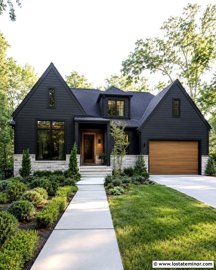 Soft Black House With Matching Dormers - 30 Soft Black House Design With Dormers Ideas