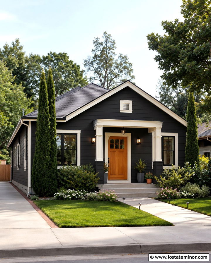 Soft Black House With Narrow Driveway - 30 Soft Black House Design With Driveway Ideas