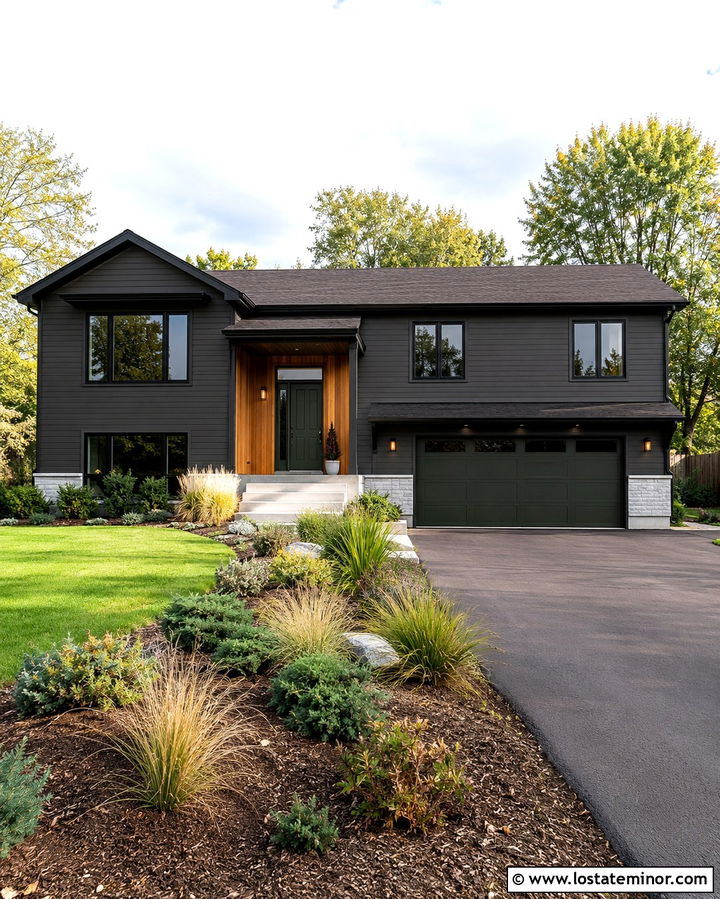 Soft Black House With Olive Green Accents - 30 Soft Black House Design With Accents Ideas
