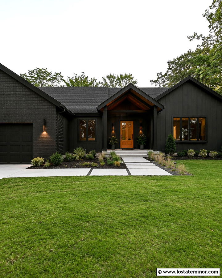 Soft Black House With Painted Black Brick - 30 Soft Black House Design With Brick Accents Ideas