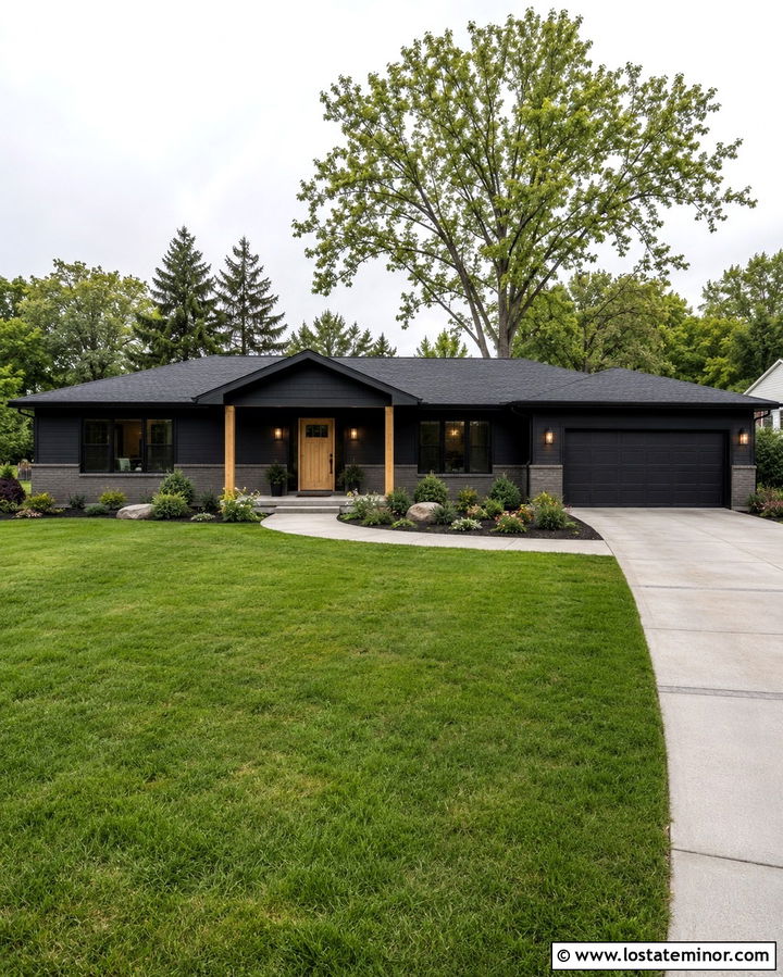 Soft Black House With Painted Brick Wainscoting - 30 Soft Black House Design With Wainscoting Ideas