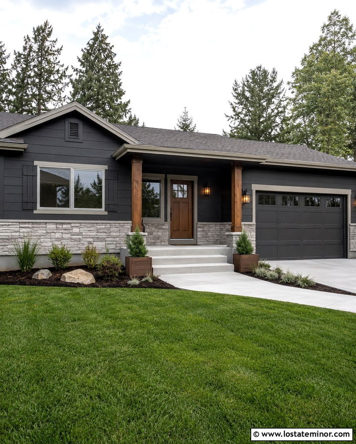 Soft Black House With Painted Stone Wainscoting - 30 Soft Black House Design With Wainscoting Ideas