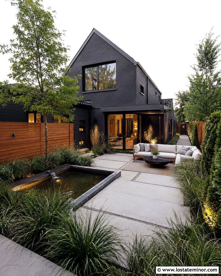Soft Black House With Private Courtyard - 30 Soft Black House Design With Backyard Ideas