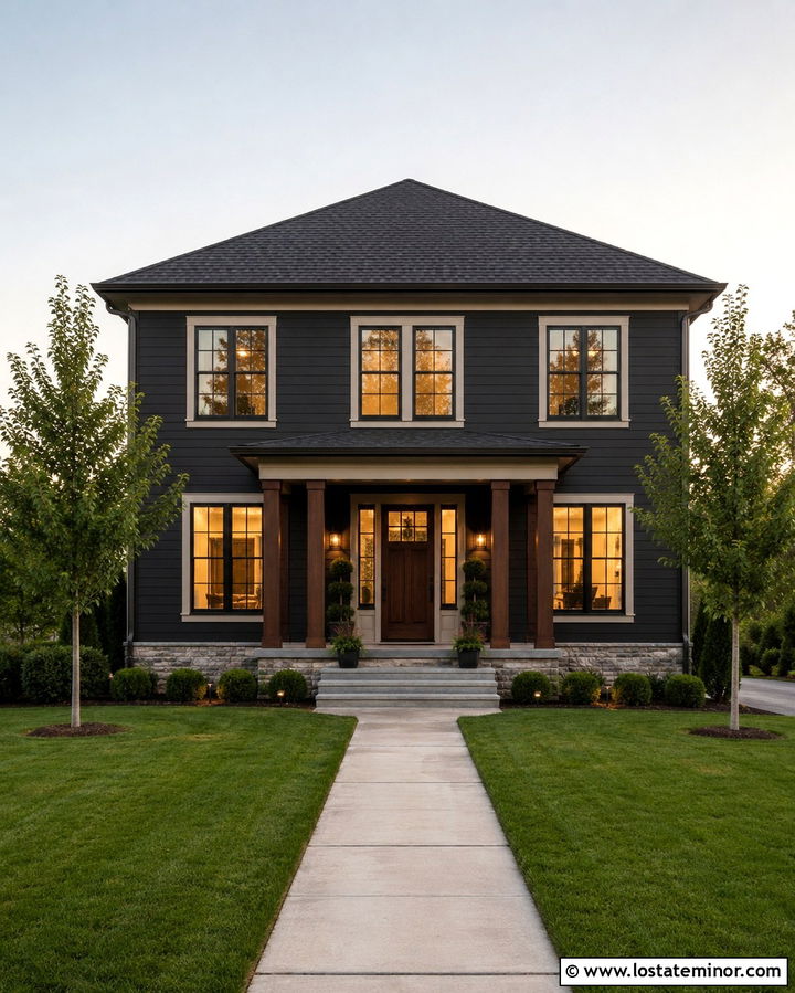 Soft Black House With Pyramid Roof - 30 Soft Black House Design With Roof Ideas
