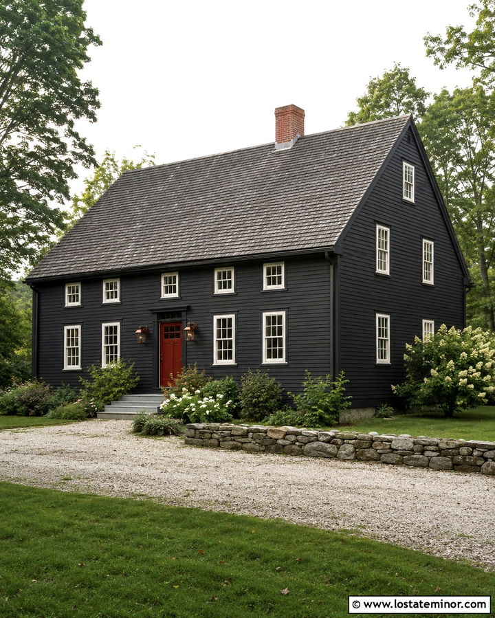 Soft Black House With Saltbox Roof - 30 Soft Black House Design With Roof Ideas