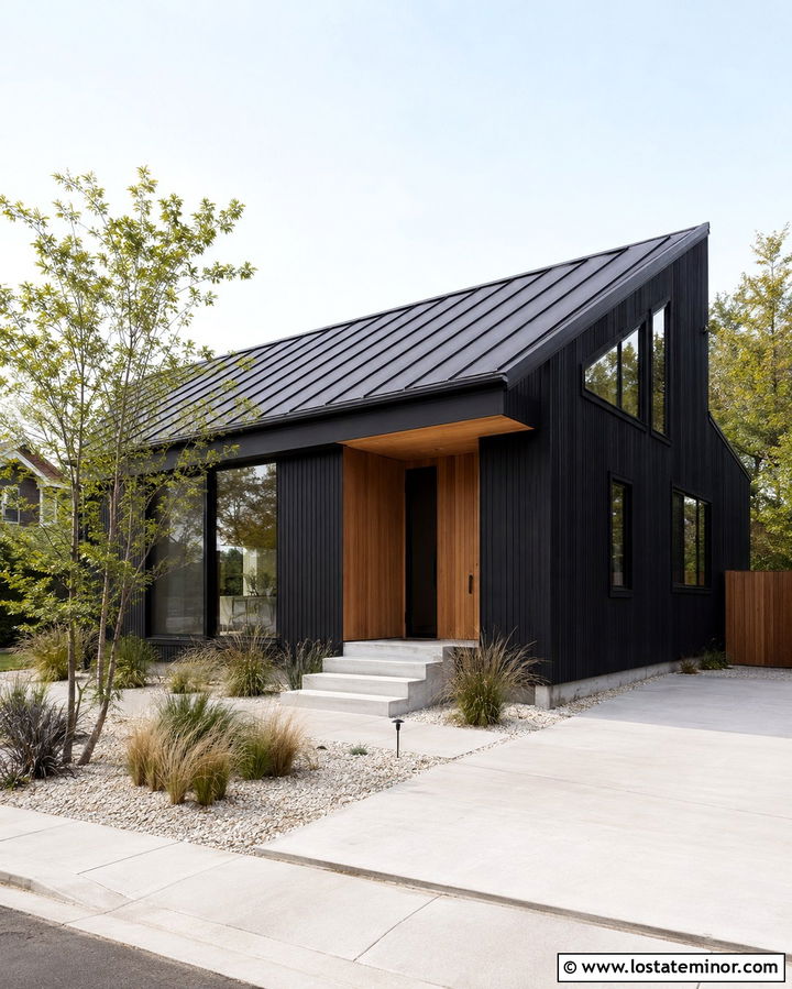 Soft Black House With Shed Roof - 30 Soft Black House Design With Roof Ideas