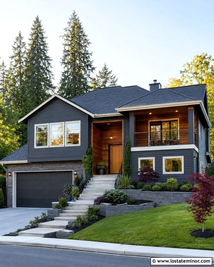 Soft Black House With Stone Coated Steel Roof - 30 Soft Black House Design With Roof Ideas