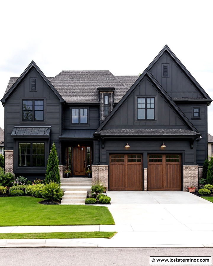 Soft Black House With Tan Brick Wainscoting - 30 Soft Black House Design With Wainscoting Ideas