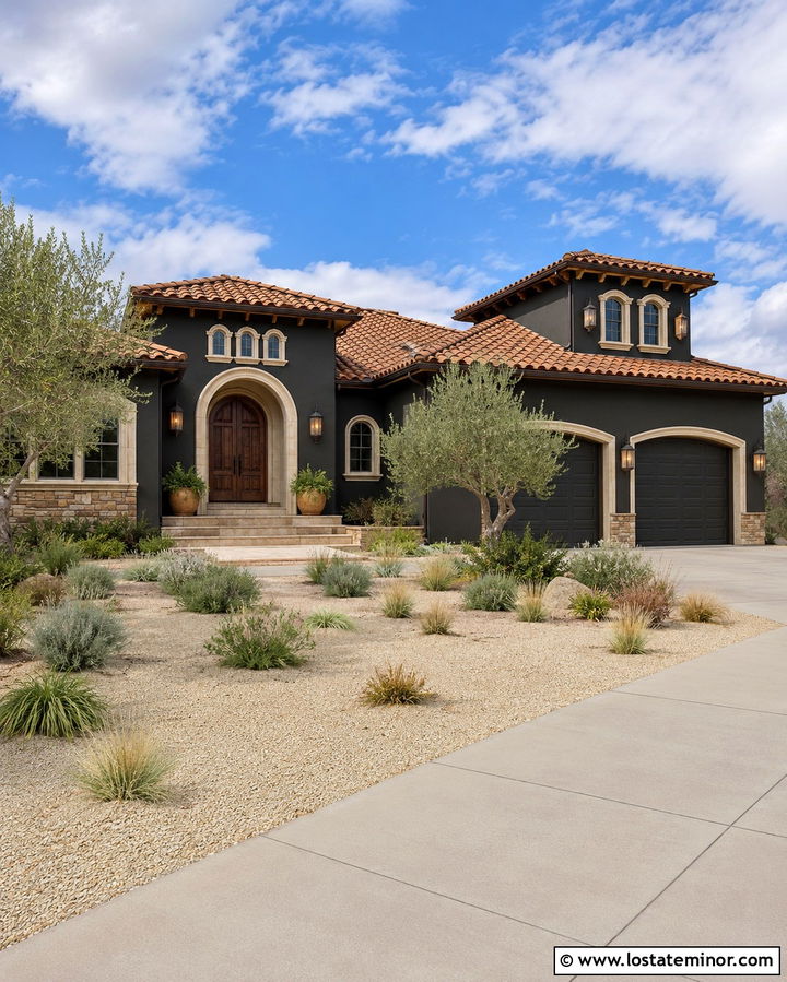 Soft Black House With Terracotta Tile Roof - 30 Soft Black House Design With Roof Ideas