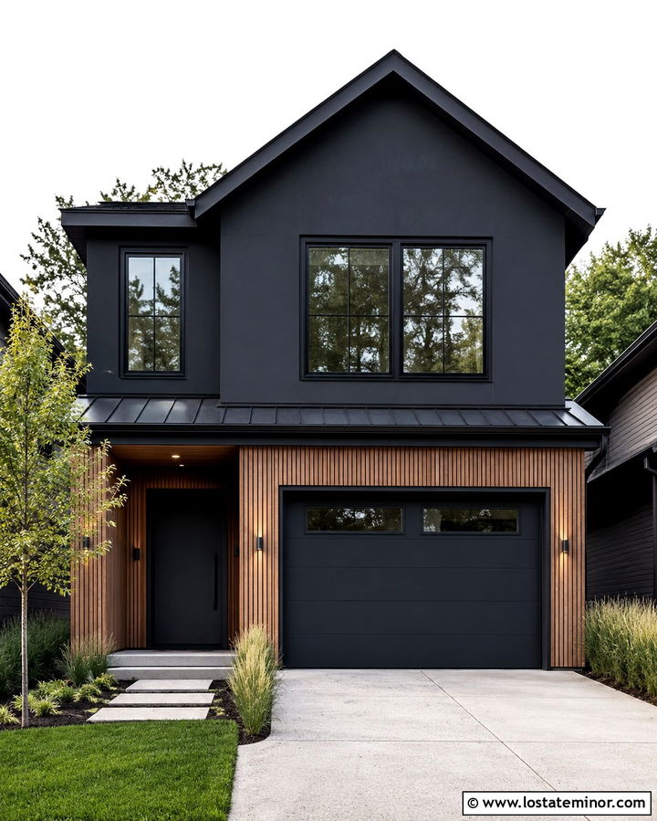 Soft Black House With Vertical Wood Wainscoting - 30 Soft Black House Design With Wainscoting Ideas