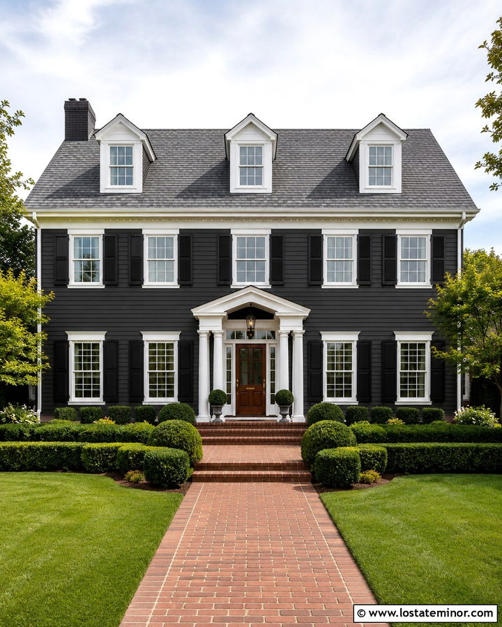 Soft Black House With White Trim - 30 Soft Black House Design With Trim Ideas