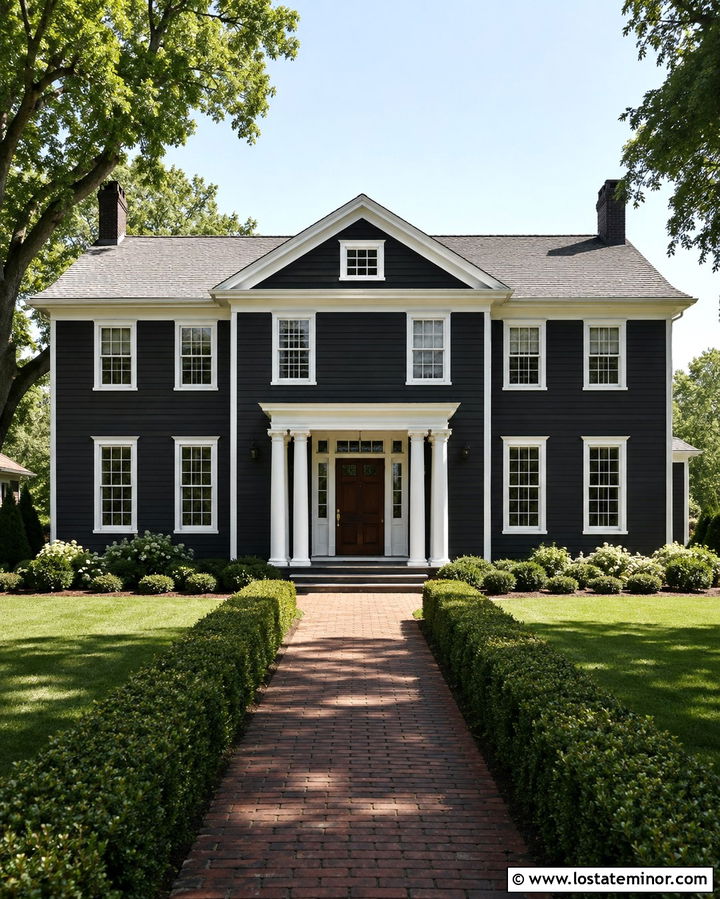 Soft Black House With White Trim - 30 Soft Black House Design With Accents Ideas