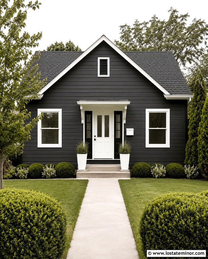 Soft Black House With White Wall Mailbox - 30 Soft Black House Design With Mailbox Ideas
