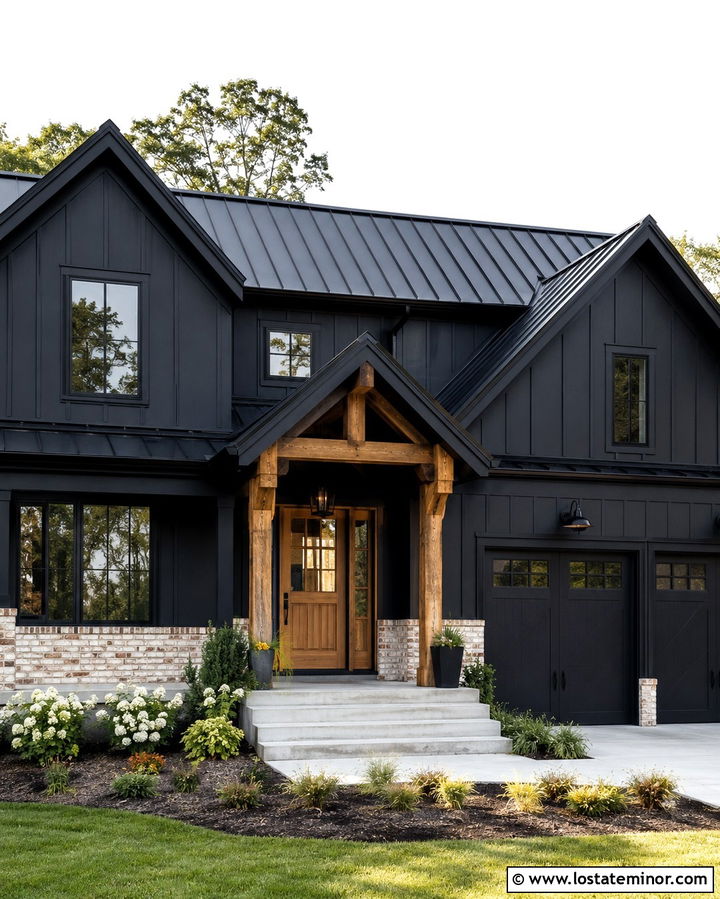 Soft Black House With Whitewashed Brick Wainscoting - 30 Soft Black House Design With Wainscoting Ideas