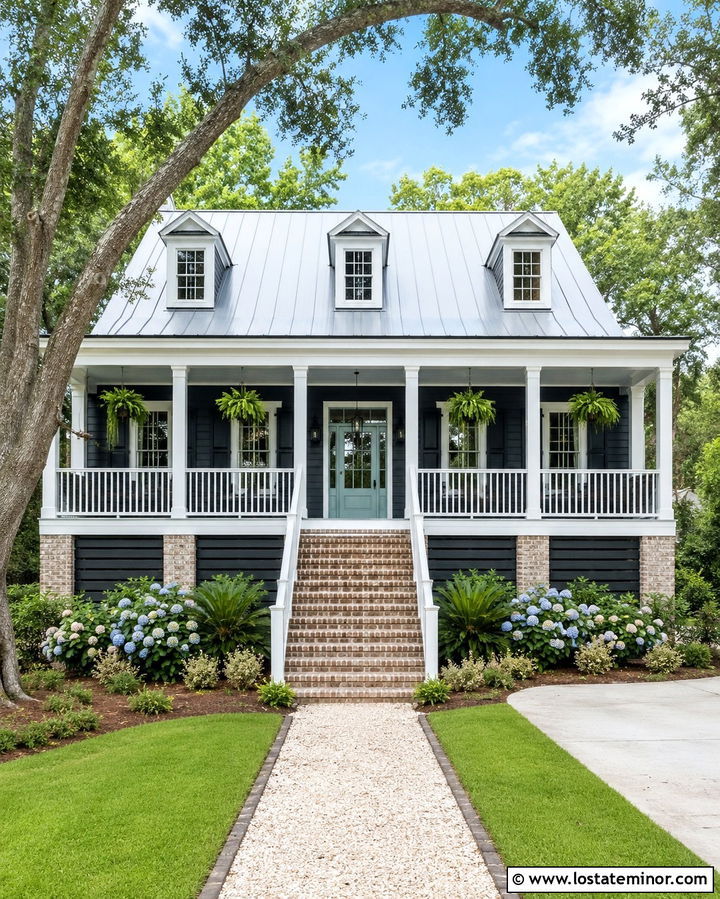 Soft Black Lowcountry House With Seafoam Dutch Door - 30 Soft Black House Design With Dutch Door Ideas