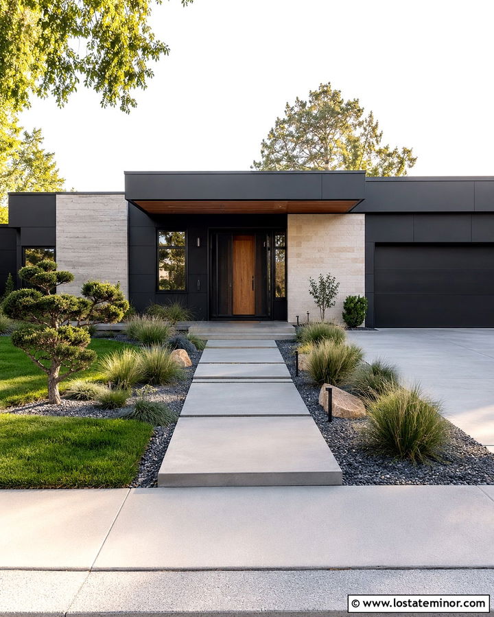 Soft Black Modern House With Minimal Screen Door - 30 Soft Black House Design With Screen Door Ideas