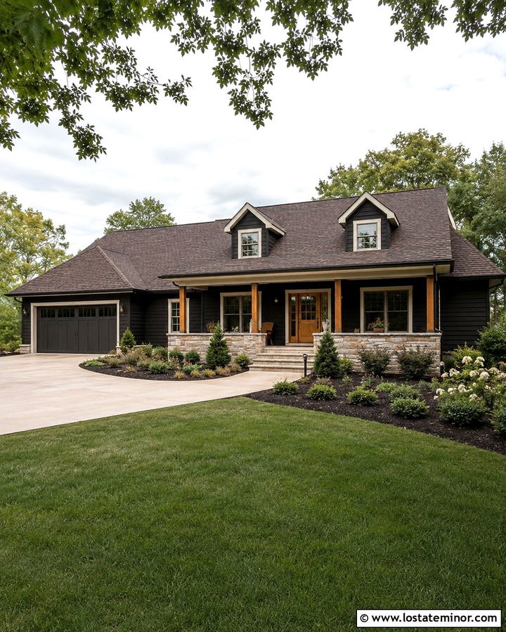 Soft Black Ranch House With Dormer Addition - 30 Soft Black House Design With Dormers Ideas