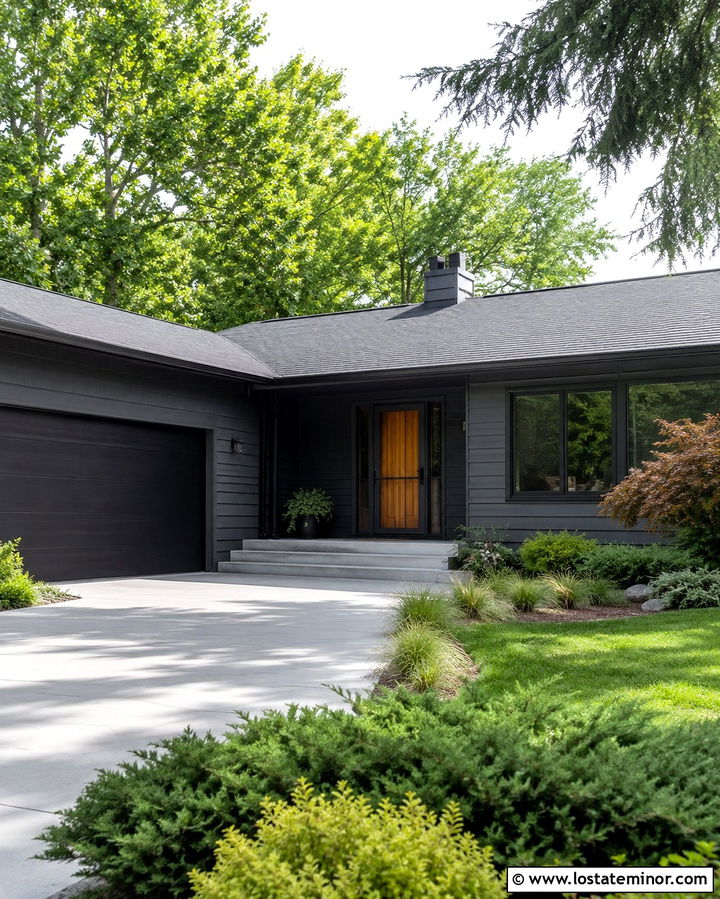 Soft Black Ranch With Full View Black Screen Door - 30 Soft Black House Design With Screen Door Ideas