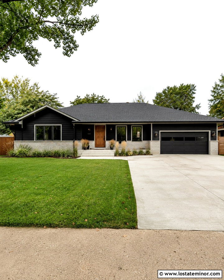 Soft Black Ranch With Light Gray Trim - 30 Soft Black House Design With Trim Ideas