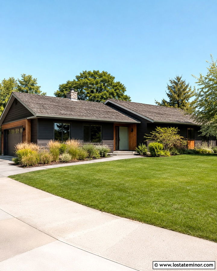 Soft Black Ranch With Weathered Wood Shingles - 30 Soft Black House Design With Shingles Ideas