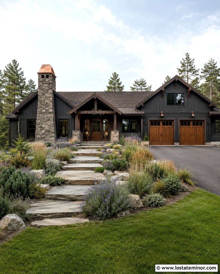 Soft Black Rustic Ranch With Copper Chimney Cap - 30 Soft Black House Design With Chimney Ideas