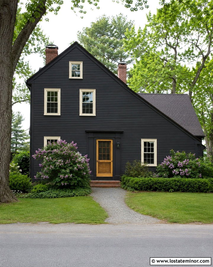 Soft Black Saltbox With Pine Screen Door - 30 Soft Black House Design With Screen Door Ideas