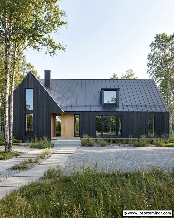 Soft Black Scandinavian Gabled House - 30 Soft Black House Design With Gables Ideas