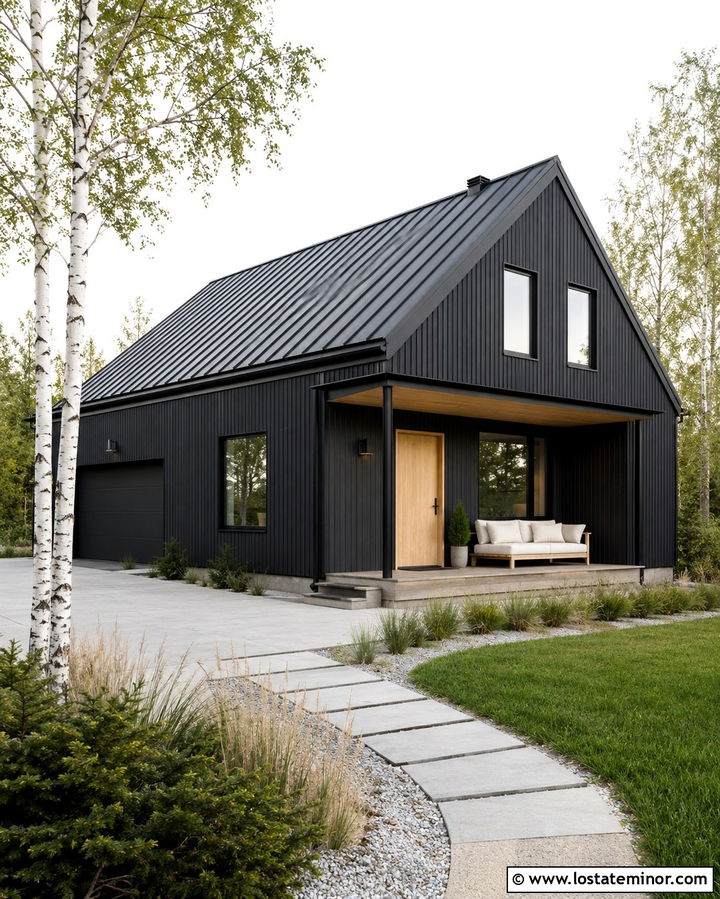 Soft Black Scandinavian House With Minimal Daybed - 30 Soft Black House Design With Daybed Ideas