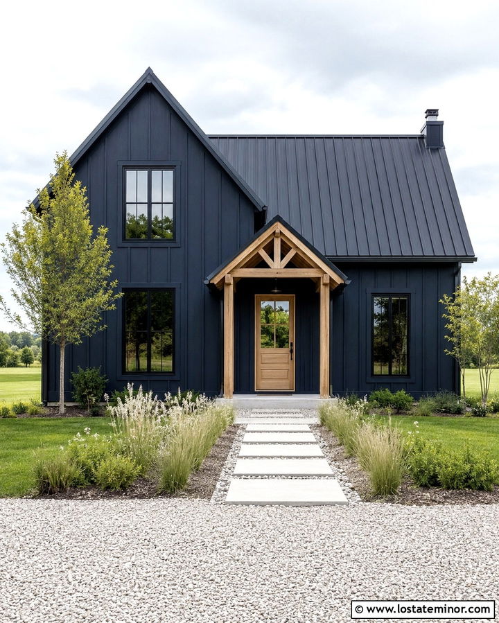 Soft Black Scandinavian House With Pale Wood Dutch Door - 30 Soft Black House Design With Dutch Door Ideas
