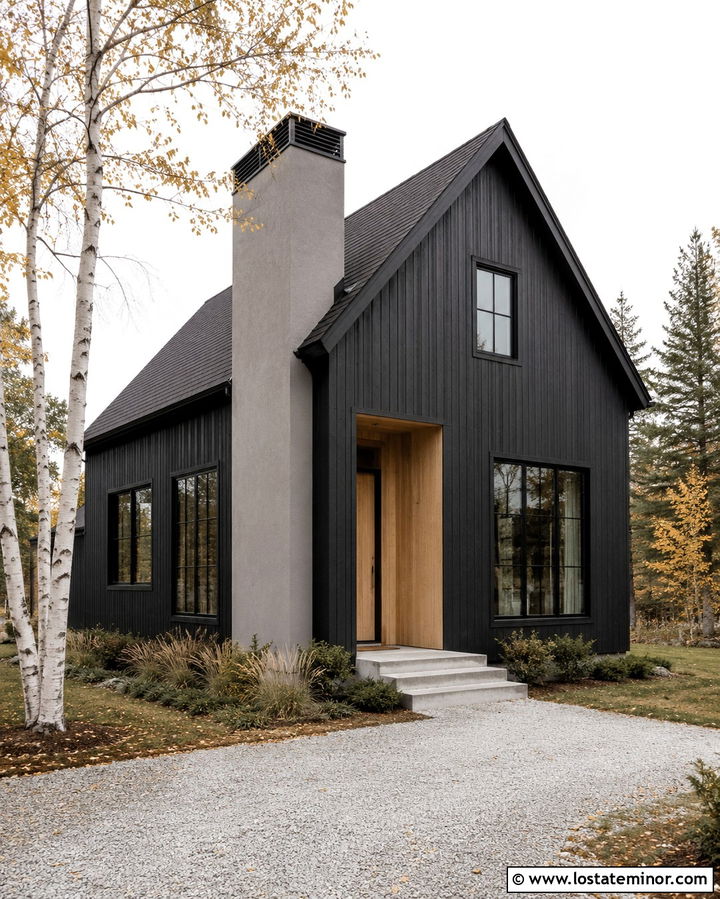 Soft Black Scandinavian House With Stucco Chimney - 30 Soft Black House Design With Chimney Ideas