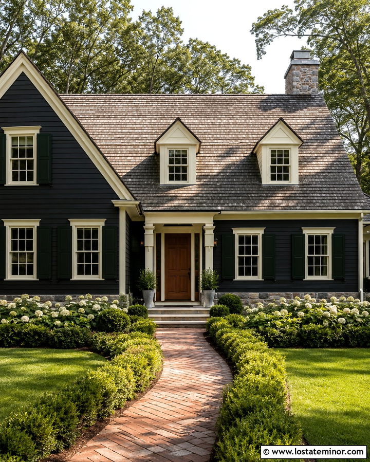 Soft Black Siding With Cream Trim - 30 Soft Black House Design With Siding Ideas