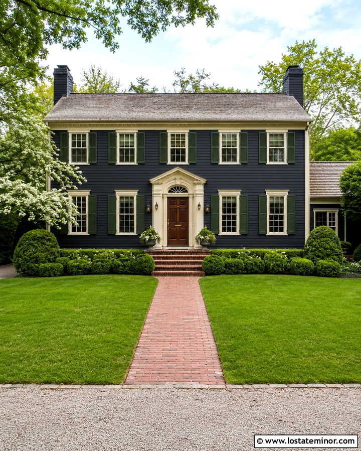 Soft Black Siding With Green Shutters - 30 Soft Black House Design With Siding Ideas