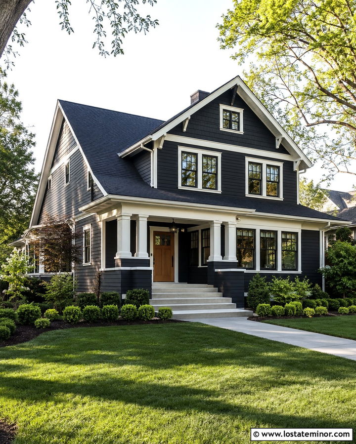 Soft Black Siding With White Trim - 30 Soft Black House Design With Siding Ideas