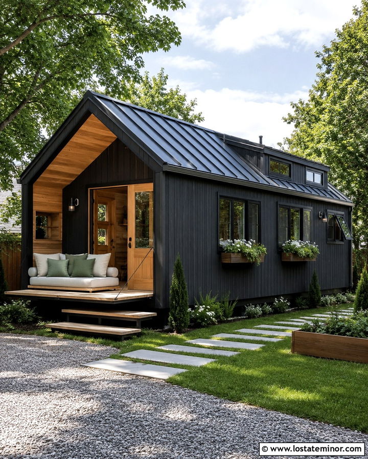 Soft Black Tiny House With Fold Out Daybed - 30 Soft Black House Design With Daybed Ideas
