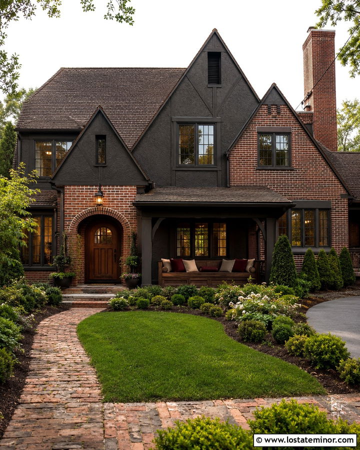 Soft Black Tudor House With Built In Daybed - 30 Soft Black House Design With Daybed Ideas