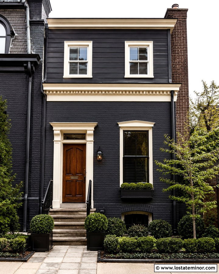 Soft Black Urban Townhouse With Brick Chimney - 30 Soft Black House Design With Chimney Ideas