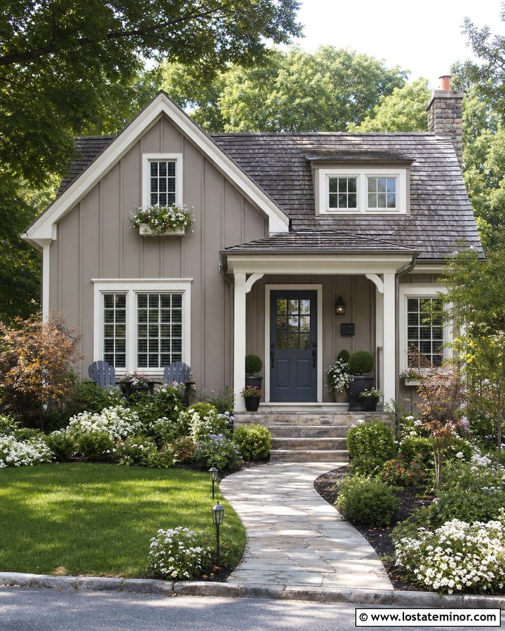 Soft Taupe Board and Batten Cottage - 30 Taupe House Design With Board and Batten Ideas