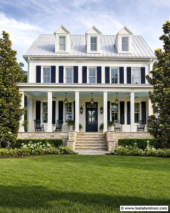 Southern Stone House With Full Front Porch - 30 Stone House Design With Front Porch Ideas