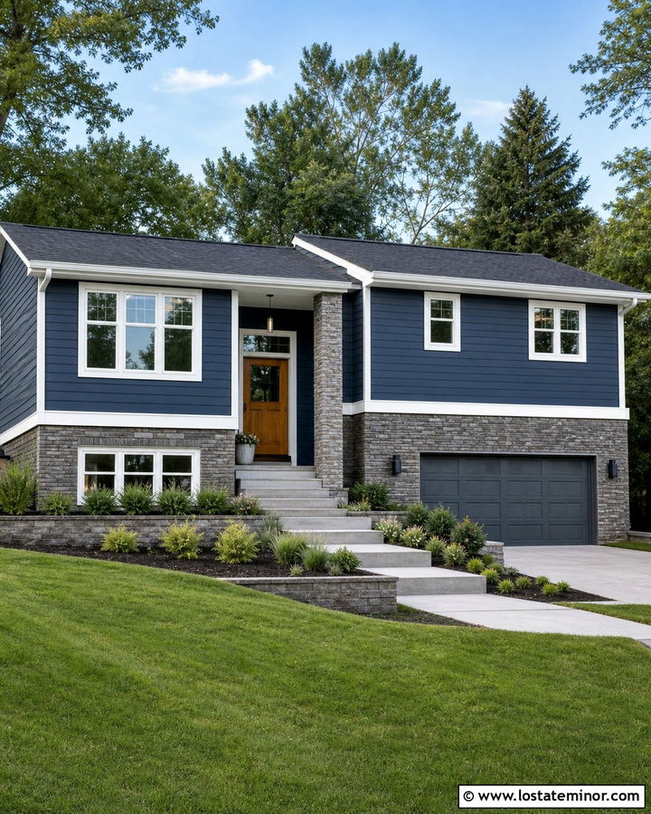Split Level Siding And Stone Lower Level - 30 Stone House Design With Siding Ideas