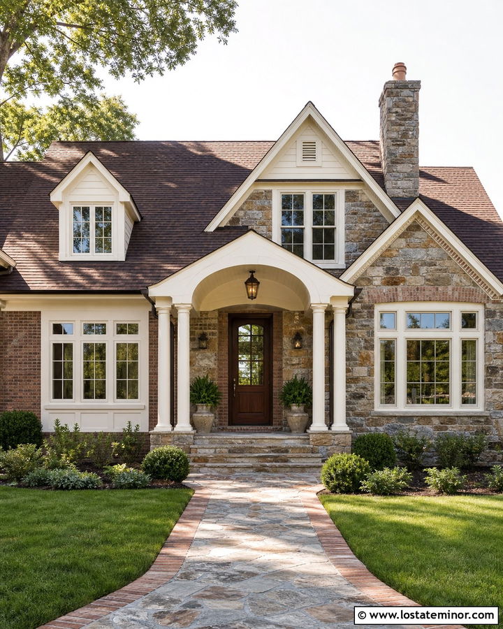 Stone And Brick House With Dormers - 30 Stone House Design With Dormers Ideas