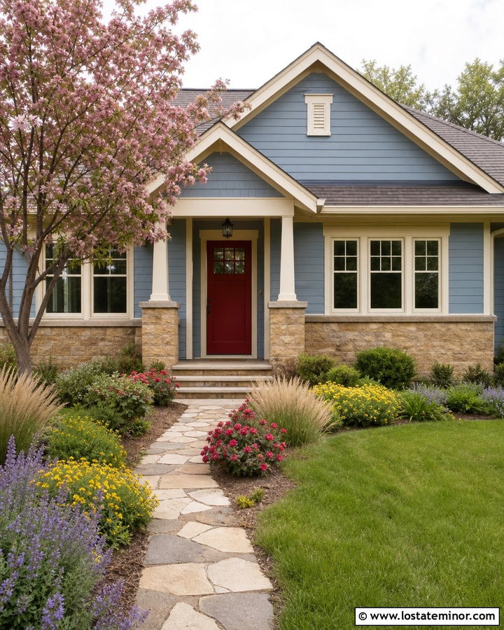 Stone Bungalow With Cottage Landscaping - 30 Stone House Design With Landscaping Ideas