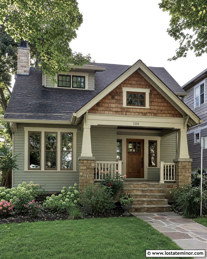 Stone Bungalow With Porch Gable - 30 Stone House Design With Gables Ideas