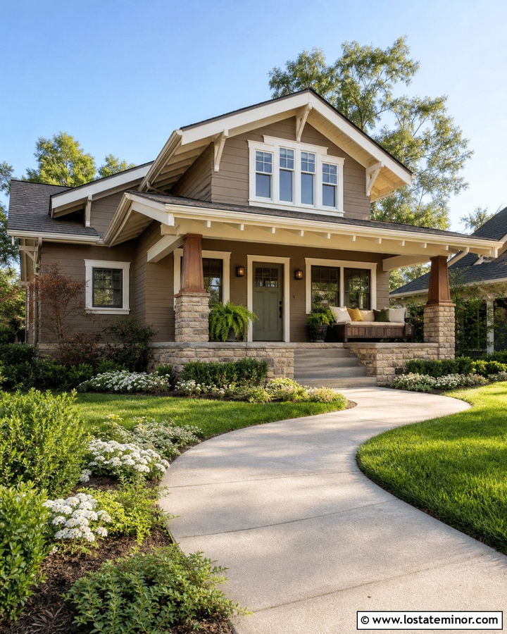 Stone Bungalow With Small Porch Daybed - 30 Stone House Design With Daybed Ideas