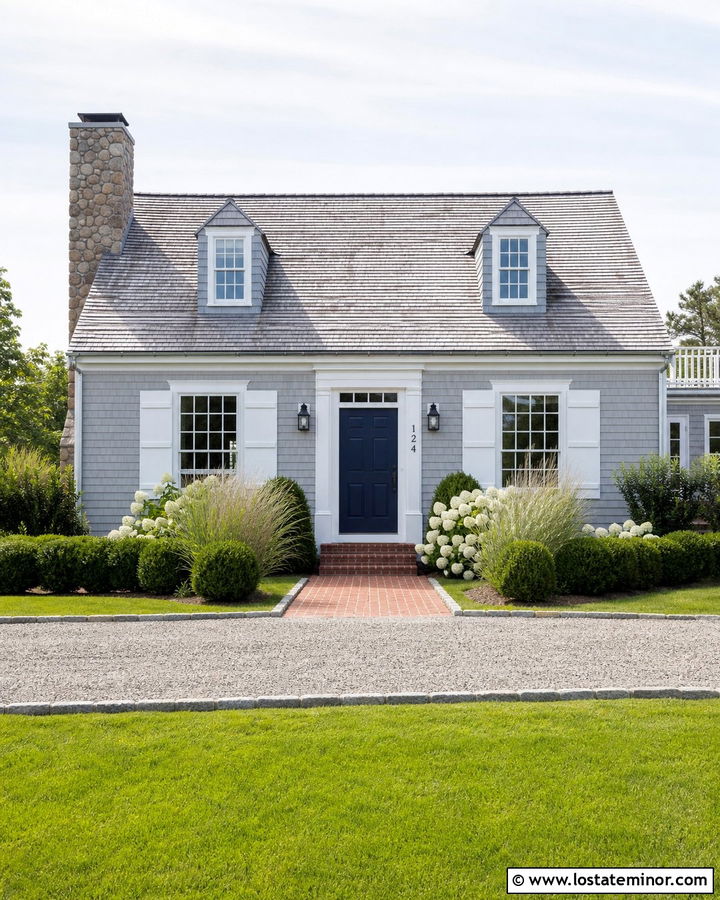 Stone Cape Cod House With Navy Numbers - 30 Stone House Design With House Numbers Ideas