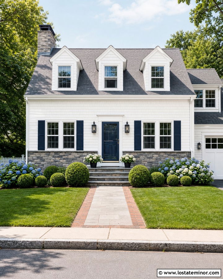 Stone Cape Cod House With Navy Storm Door - 30 Stone House Design With Storm Door Ideas