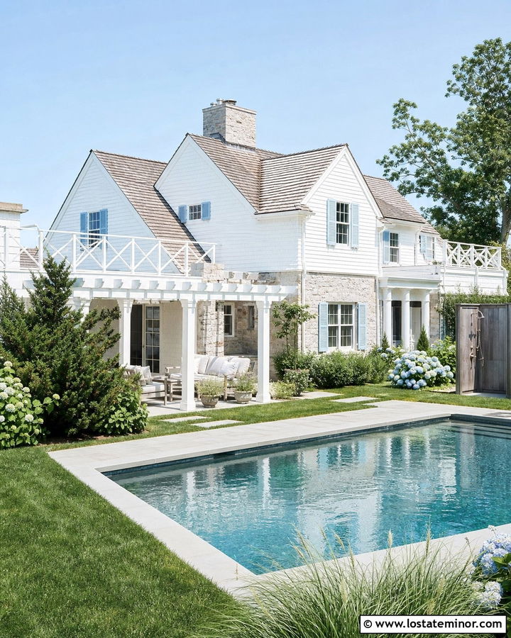 Stone Cape Cod House With Pool - 30 Stone House Design With Swimming Pool Ideas